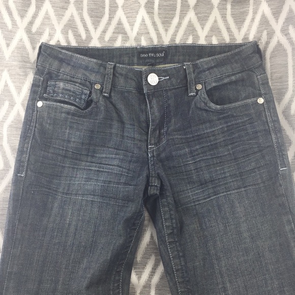 See Thru Soul Boot Cut Jeans Size: 28 Dark Wash - Picture 2 of 4